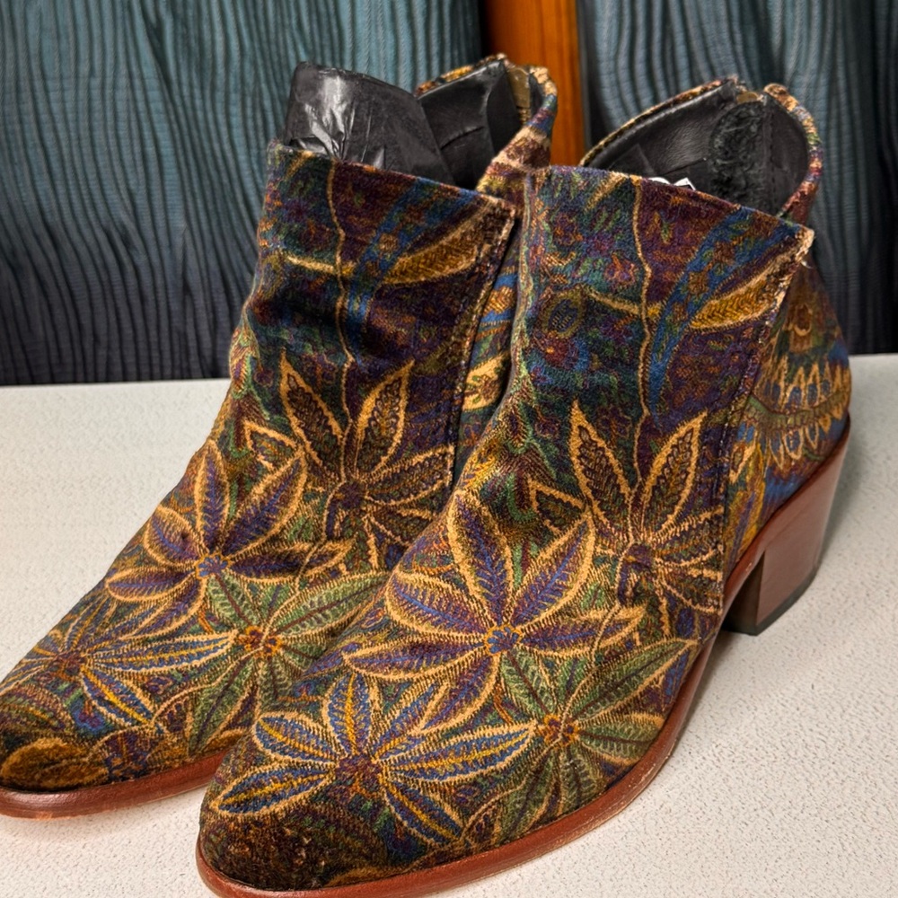 Colorful Velvet Ankle Boots